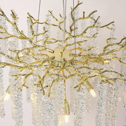 DecorBites™ Gold Round Crystal Branches Chandelier