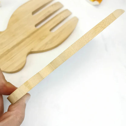 DecorBites™ Bamboo Salad Hands and Spoon Set for Kitchen Gadget Use
