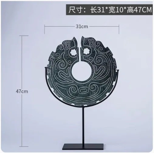 Estatua de resina con forma de tótem geométrico DecorBites™ | Accesorio decorativo retro chino para el hogar