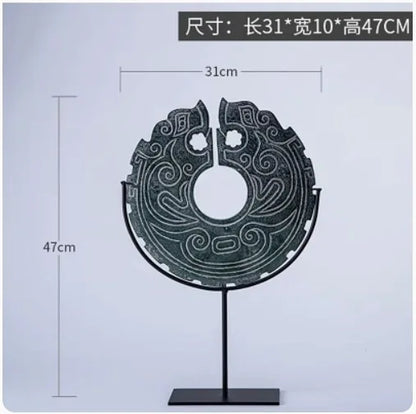 Estatua de resina con forma de tótem geométrico DecorBites™ | Accesorio decorativo retro chino para el hogar