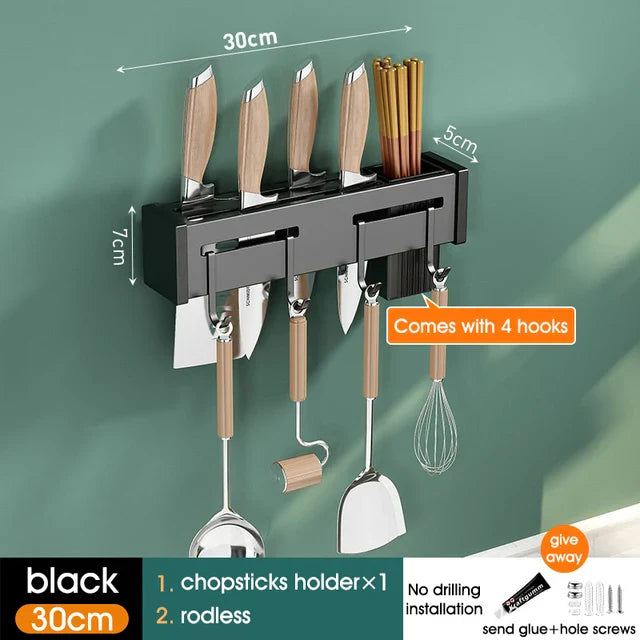 Organizador de Cocina Decorbites™: Estante de Almacenamiento Multifuncional para Cuchillos y Palillos Montado en la Pared