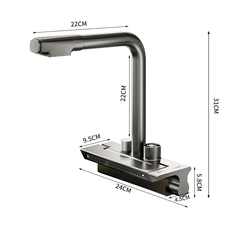 DecorBites™ Digital Display Pull Out Kitchen Faucet