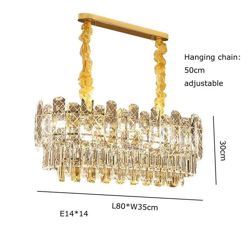 DecorBites™ Gold Lustre Chandelier LED Crystal Light Fixture - Postmodern Luxury Hanging Lamp