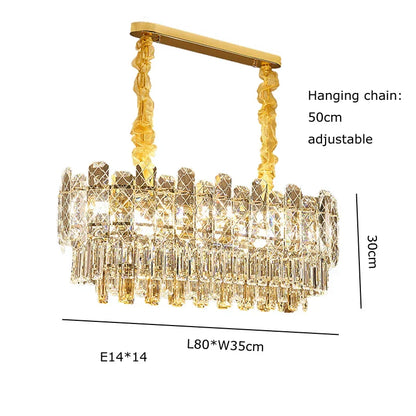 DecorBites™ Gold Lustre Chandelier LED Crystal Light Fixture - Postmodern Luxury Hanging Lamp