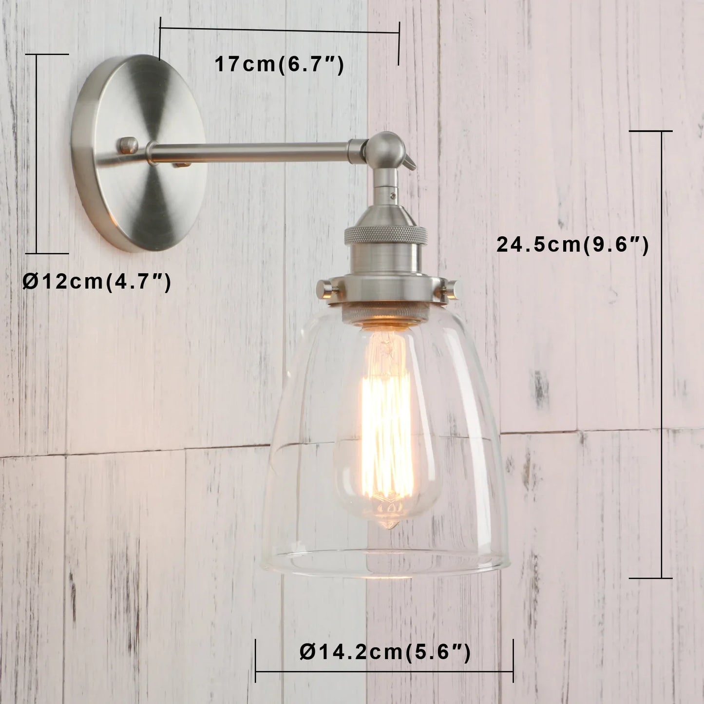 Decorbites™ Lámpara de Pared de Vidrio Transparente: Luminaria de Espejo Moderna para Decoración Vintage en Interiores
