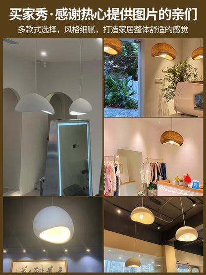 Lámpara de araña DecorBites™ estilo crema Wabi Sabi para escaleras, estilo nórdico, con luces colgantes LED.