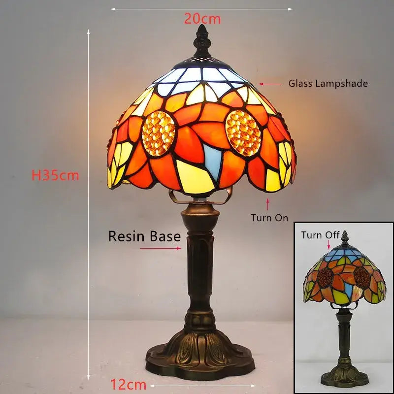 Decorbites™ E27 Retro Barock LED Tischlampen Mediterran Vintage Buntglas Schlafzimmer Lesen Café Bar Deko Schreibtisch