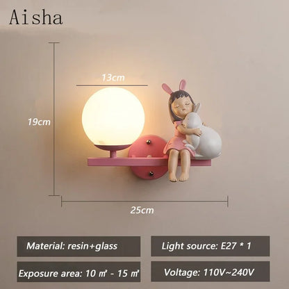 DecorBites™ Children's Room Bedside Lamp: Creative Cartoon Eye Protection Led Wall Art Sconce