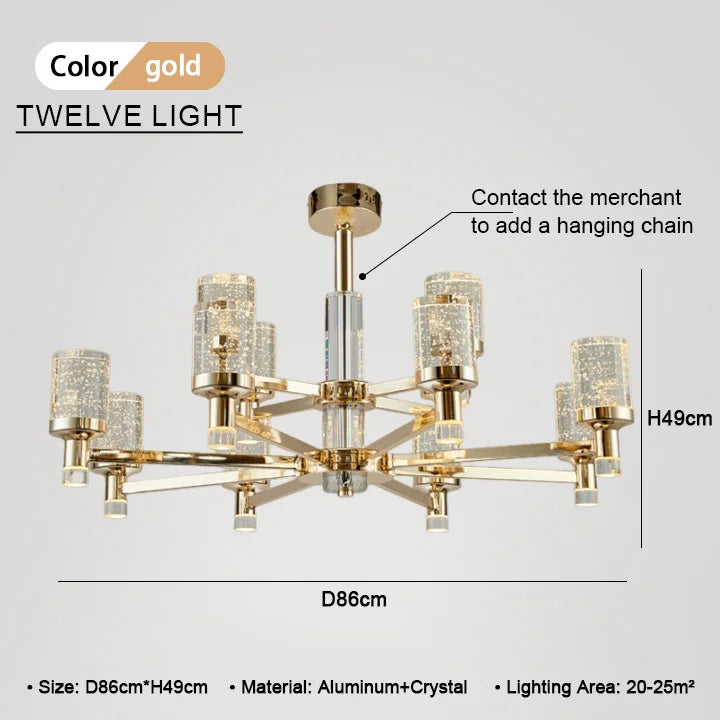 DecorBites™ Bubble Crystal Chandelier for Luxurious Living Room Decor