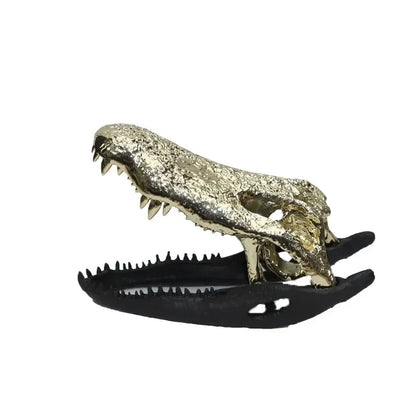 DecorBites™ Golden Dinosaur Bone Crocodile Skull Decor for Stylish Home Decor