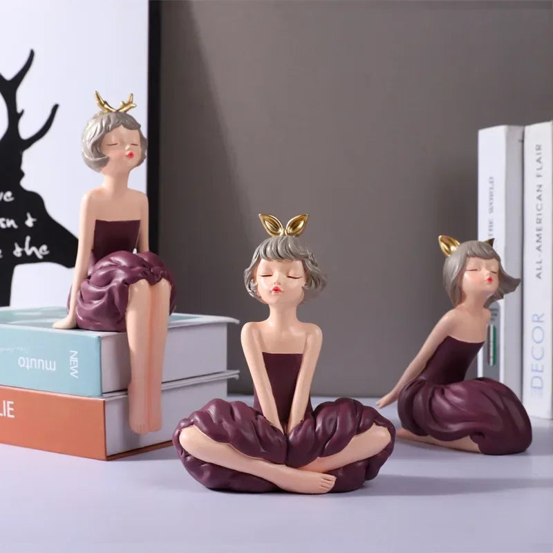 DecorBites™ Bowknot Fairy Girl Figurines, Nordic Decor and Crafts, Bubble Gum Girls Theme