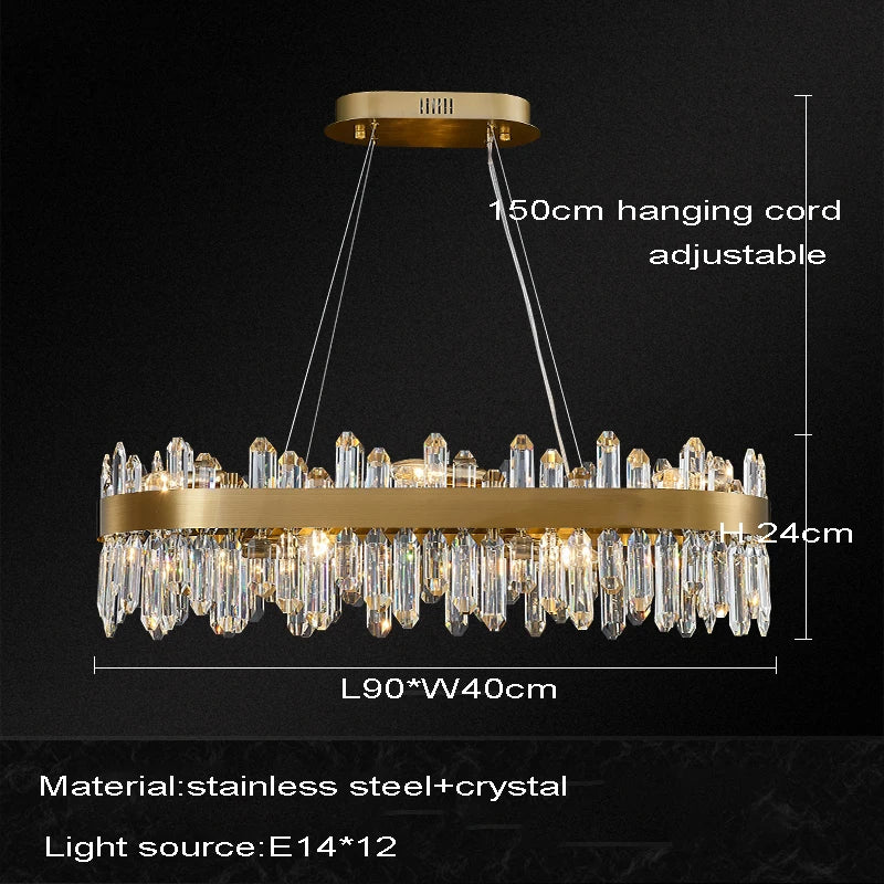 DecorBites™ Crystal Chandelier LED Dining Room Light Gold Lustres