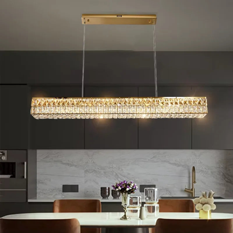 DecorBites™ Crystal Steel LED Pendant Light | Modern Dining Room Hanging Lamp