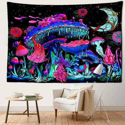 Decobites Starry Sky Mushroom Tapestry: Abstract Bohemian Dorm Decor