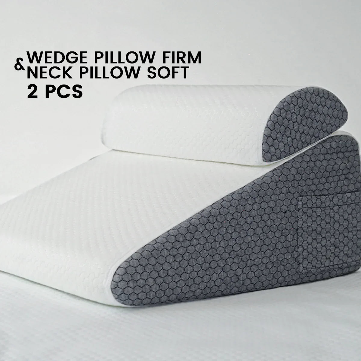 Decobites Memory Foam Bed Wedge Pillow Set - Back, Leg, and Knee Pain Relief