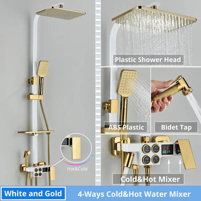 DecorBites™ Digital Display Thermostatic Shower Faucet Set with Rain Shower Head