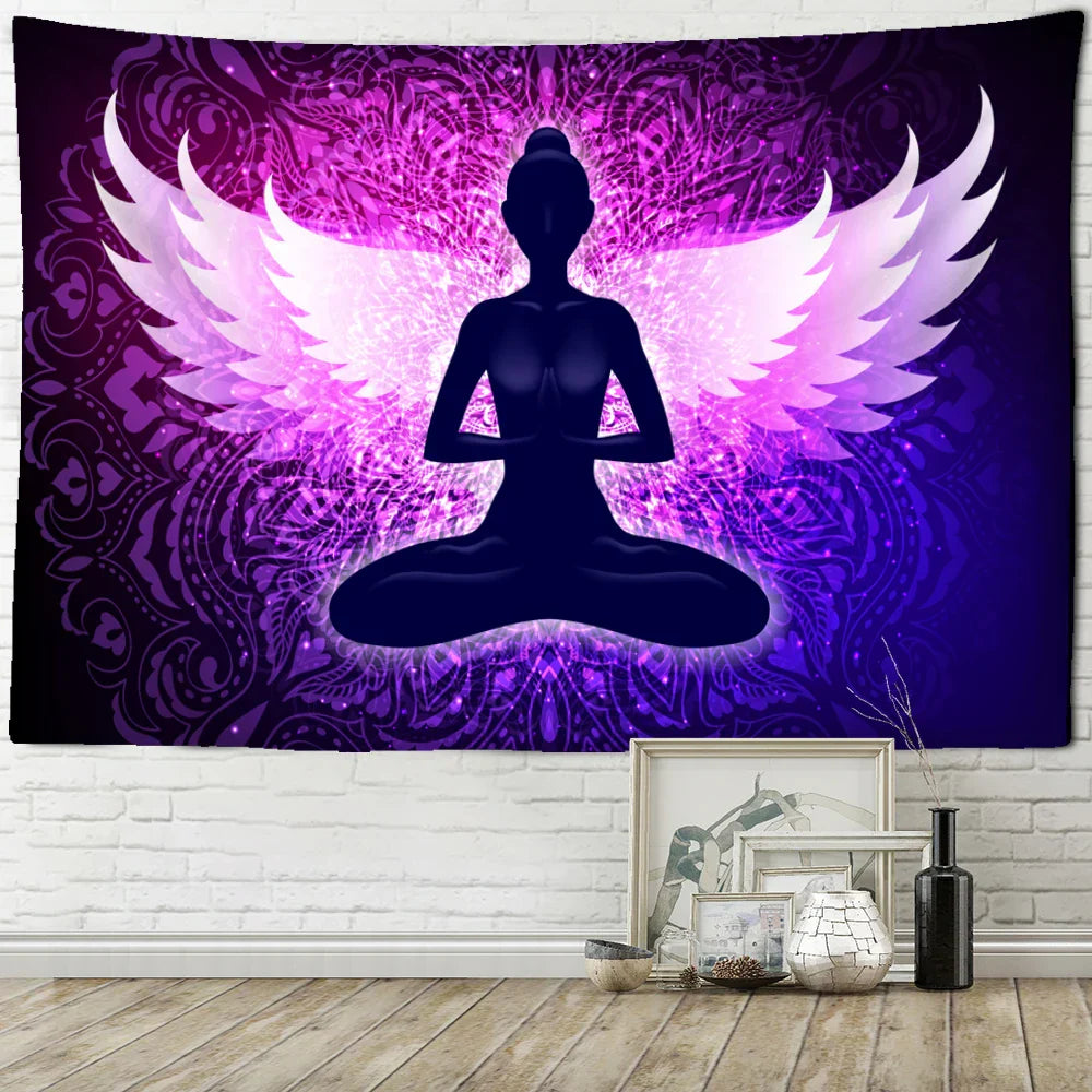 Decobites Seven Chakra Meditator Tapestry Wall Hanging for Boho Decor