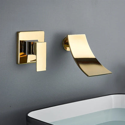 DecorBites™ Gold Waterfall Wall Mount Faucet for Bathroom Basin Mixer Tap