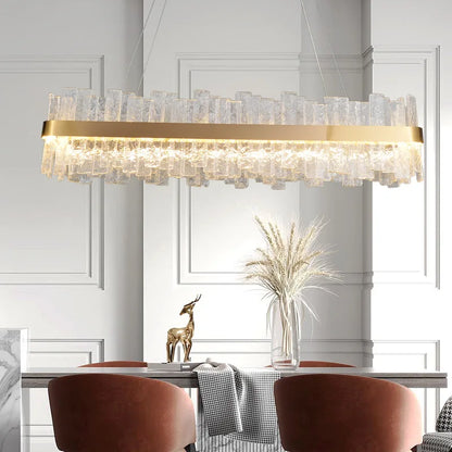 DecorBites™ Golden Crystal Chandelier LED Pendant Light - Luxury Modern Glass Lighting