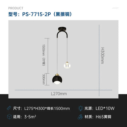 Lámpara de araña colgante de bola de cristal DecorBites™ para sala de estar de lujo, dormitorio, villa de hotel