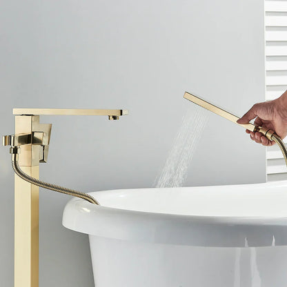 DecorBites™ Brushed Gold Tub Shower Faucet Floor Mounted Waterfall Mixer Tap