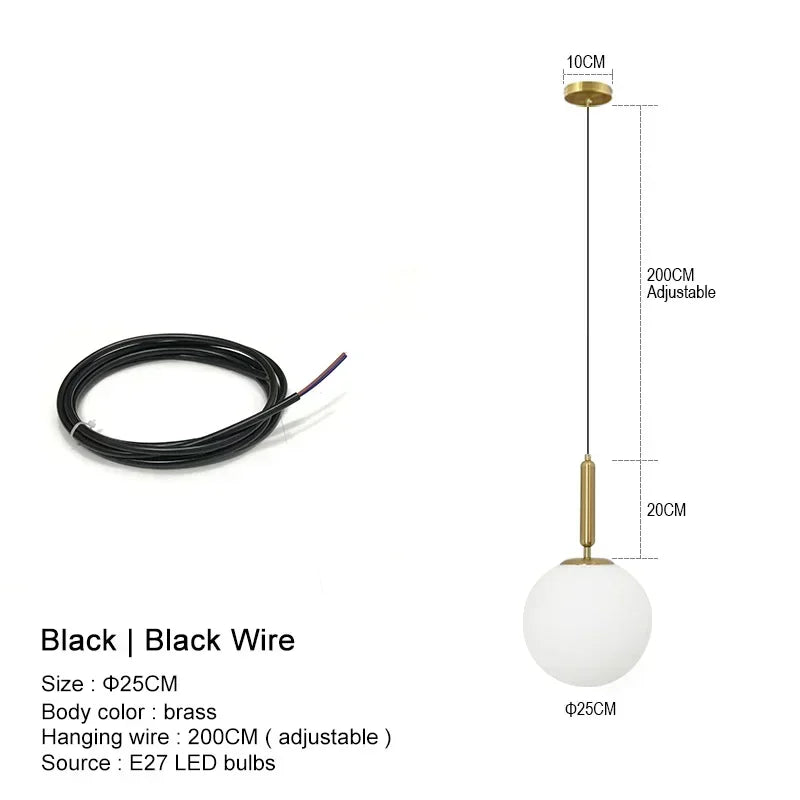 Lámpara colgante LED con bola de cristal DecorBites™ para dormitorio, comedor e isla de cocina