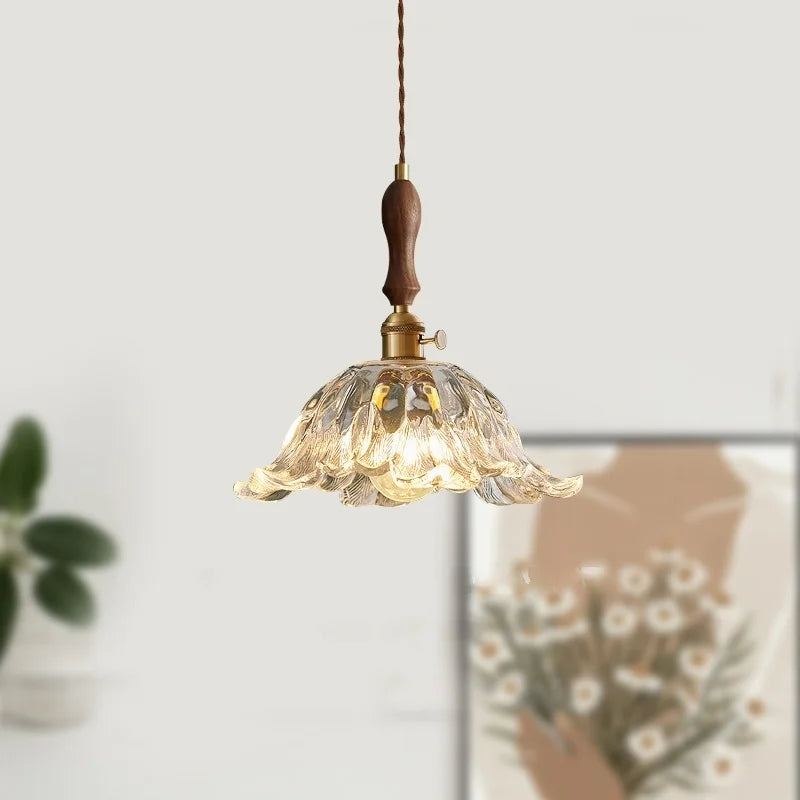 DecorBites™ Glass LED Pendant Lamp Petal Lampshade for Bedroom Living Dining Room
