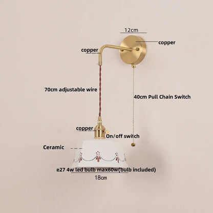 DecorBites™ LED Ceramic Wall Lamp - Pull Chain Switch, Rotating Up Down Light