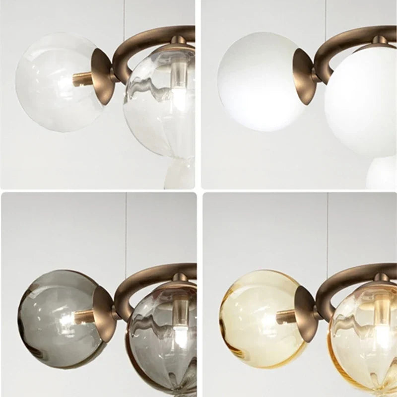 DecorBites™ Black Magic Bean Ceiling Chandelier with Golden Lamp Body Glass Pendant Light