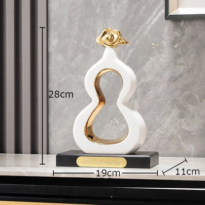 DecorBites™ Gold Gourd Ceramic Sculpture Desk Decor Porcelain Crafts Room Ornaments
