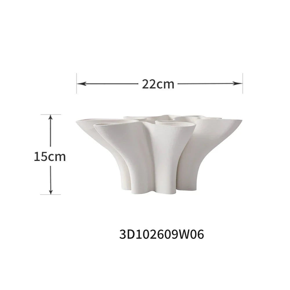 مزهرية خزفية هندسية قابلة للطي من DecorBites™: منحوتة يدوية تجريدية لتزيين المنزل