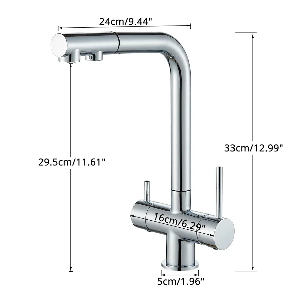 Decorbites™ Zweihand-Wasserfilter-Küchenarmatur mit 360°-Drehung & herausziehbarem Mischbatterie-Hahn