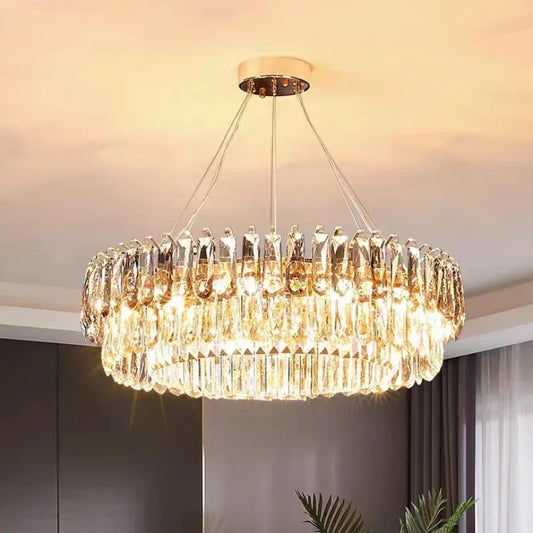 DecorBites™ Gold Crystal Chandelier: Luxury Lighting for Dining Living Bedroom Kitchen Island