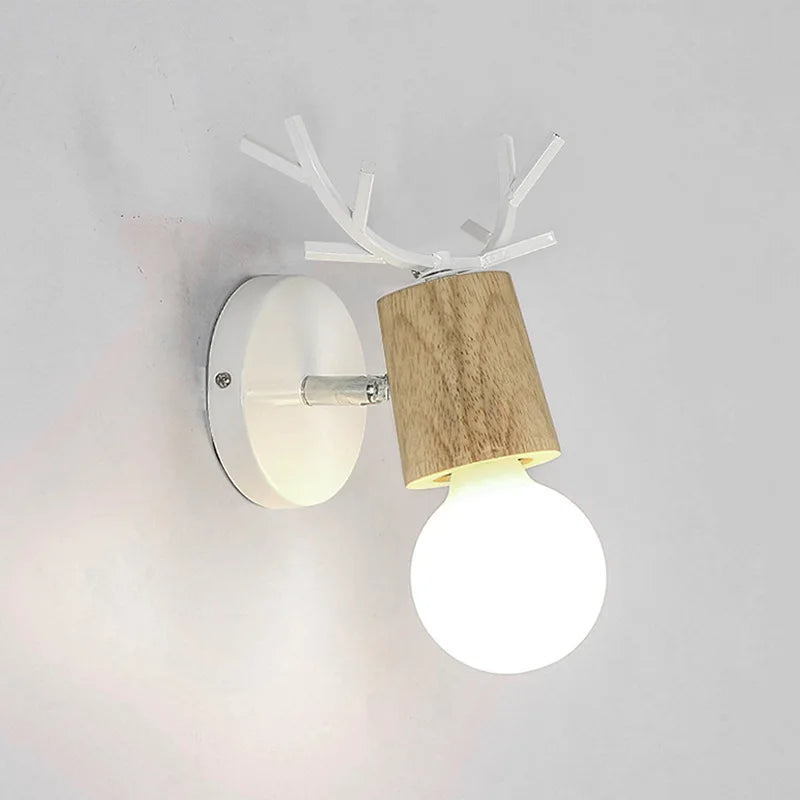 Wooden Antlers Wall Lamp