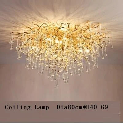 DecorBites™ Crystal LED Chandelier: Modern Light Luxury Water Drop Design for Home Decor
