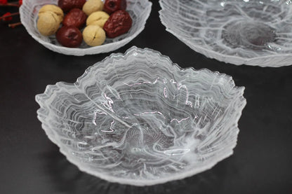 DecorBites™ Elegant Flower Glass Plate Dinner Pearl Fruit Snack Jewelry Trinket Dish