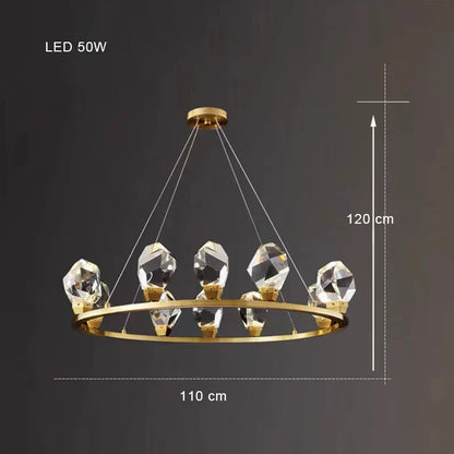 DecorBites™ Diamond Crystal Brass LED Pendant Light Gold Luxury Hanglamp