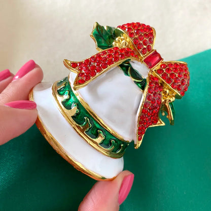 DecorBites™ Christmas Bell Trinket Box: Miniature Figurine Ornament Souvenir & Jewelry Storage