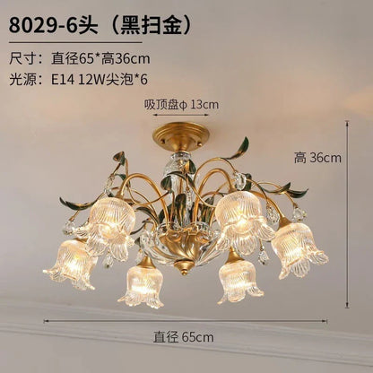 DecorBites™ Glass Flower Chandelier: Elegant Retro High-End Lobby Main Light for Home, Restaurant