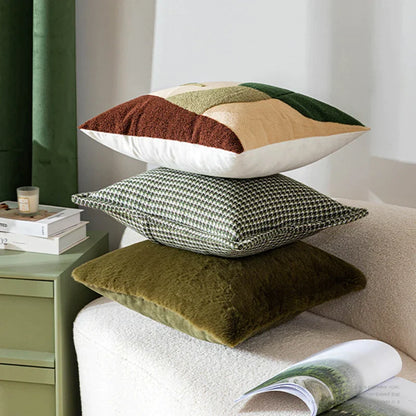 DecorBites™ Green Embroidered Tufted Cushion Cover - Modern Minimalism Art Design