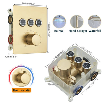 نظام دش DecorBites™ ثلاثي الاتجاهات مع رأس شلال مطري وصنبور خلاط حوض الاستحمام.