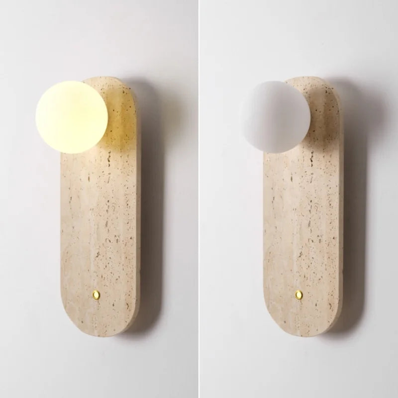 Decorbites™ Interruptor de Botón LED de Pared en Vidrio Blanco Travertino Amarillo - Diseño Moderno Nórdico
