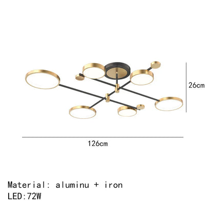Decorbites™ Gold Schwarz Metall LED Kronleuchter – Minimalistisches 3-Farbtemperatur-Beleuchtung für Wohnzimmer und Restaurant