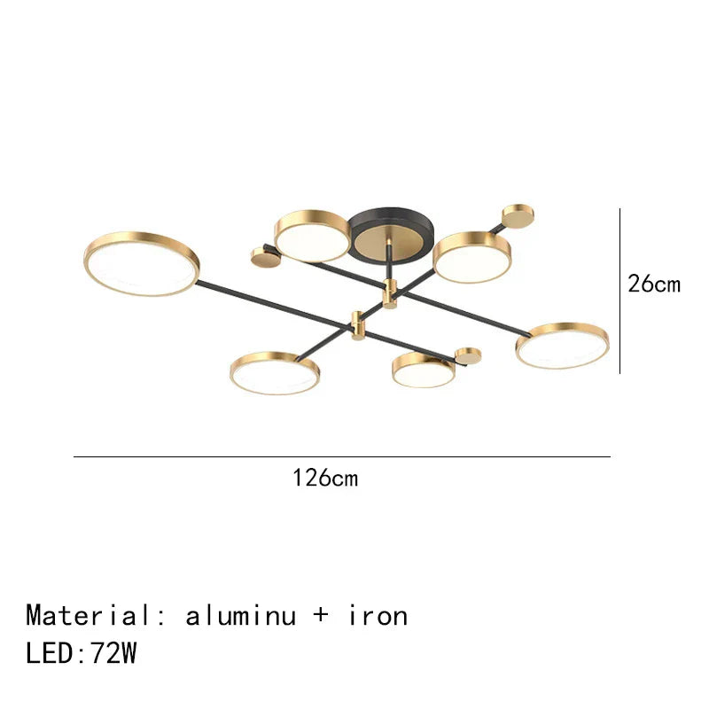Decorbites™ Gold Schwarz Metall LED Kronleuchter – Minimalistisches 3-Farbtemperatur-Beleuchtung für Wohnzimmer und Restaurant