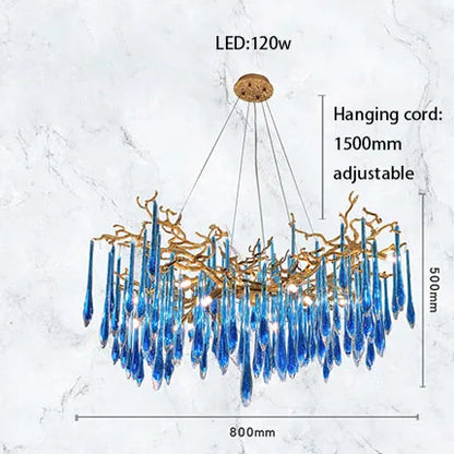 ثريا كريستال زرقاء من ديكوربايتس™ بتصميم آرت ديكو لغرفة المعيشة