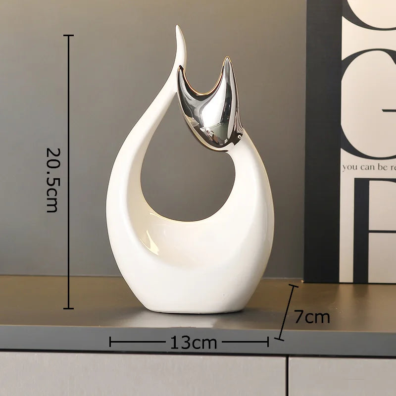 DecorBites™ Ceramic Kitten Statue White Cat Sculpture Room Decor Aesthetics