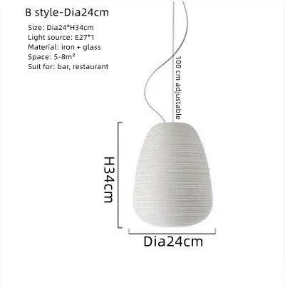 DecorBites™ Glass Whorls Cocoon Pendant Light: Milky White Kitchen Dining Hanging Lamp