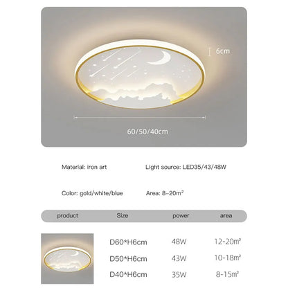 DecorBites™ Children's Room Starry Chandelier Ring Lamp in Blue White Gold