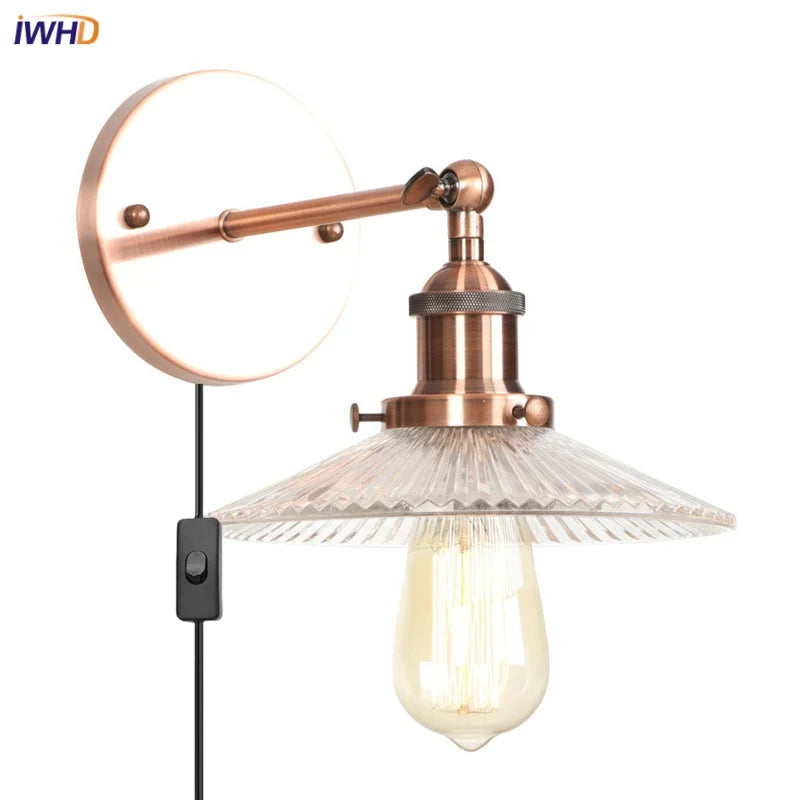 DecorBites™ Industrial Loft LED Wall Light for Bedroom, Bathroom, Stairs - Plug In Iron Lamp