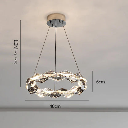 DecorBites™ Crystal Chandelier: Modern Luxury Duplex Staircase Ring Lamp